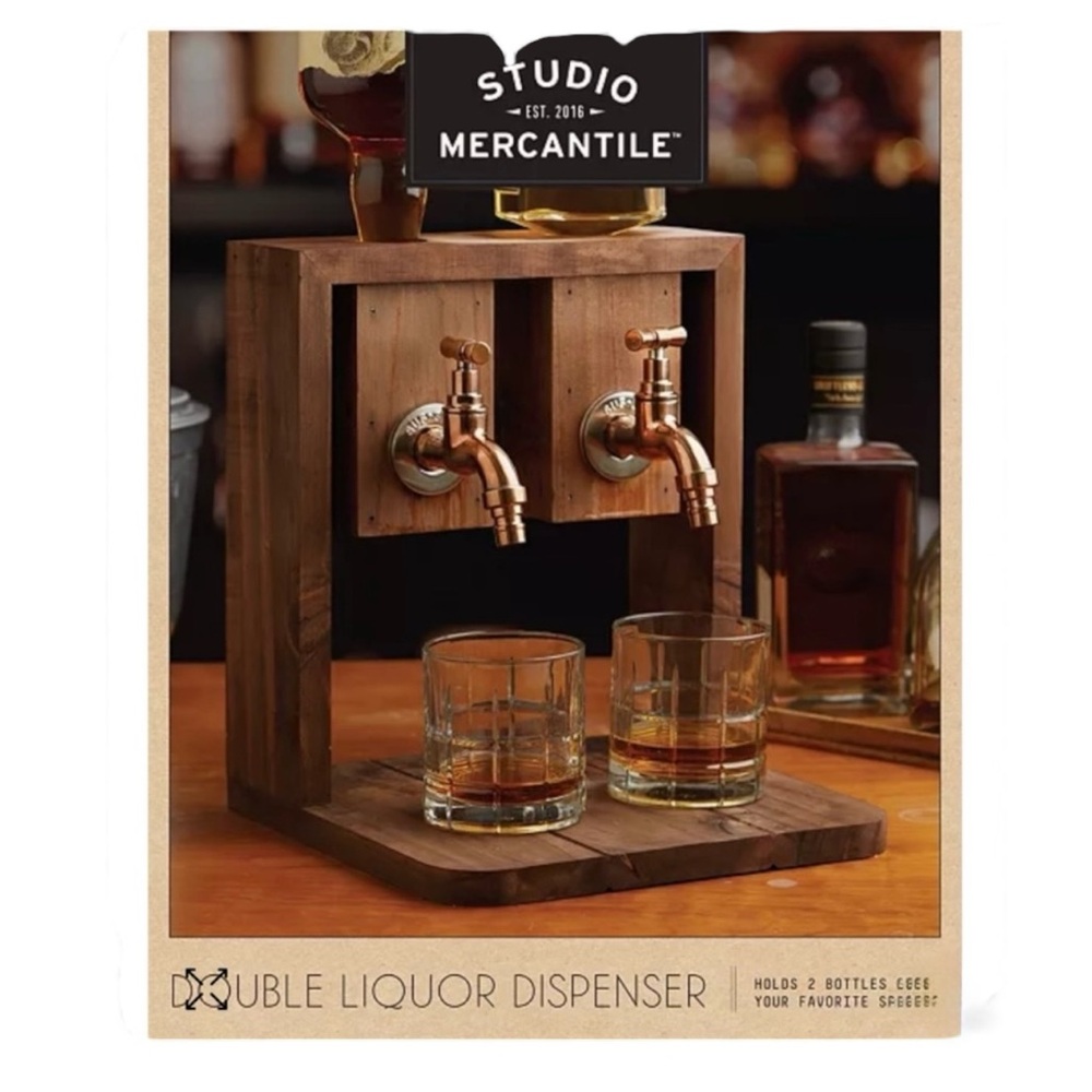 New Studio Mercantile Double Liquor Dispenser Gift Stocking Stuffer Holidays Bar
